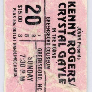 Kenny Rogers Vintage Konzertkarte Greensboro Coliseum (Greensboro, 1983)
