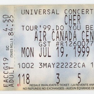 Cher Vintage Konzertkarte Air Canada Center (Toronto, 1999)