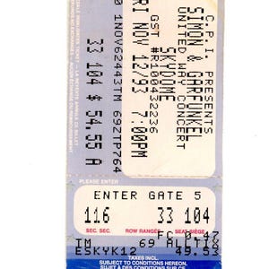 Original Paul Simon & Garfunkel Vintage Konzertkarte Skydome (Toronto, 1993)