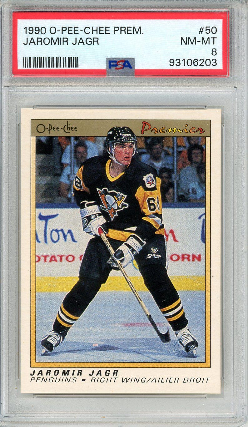 1990 O-Pee-Chee Premier Jaromir Jagr Graded Rookie Card #50 PSA 8 image 1
