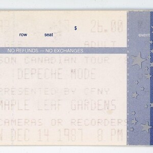 Depeche Mode Vintage Konzertkarte Stub Maple Leaf Gardens (Toronto, 1987)