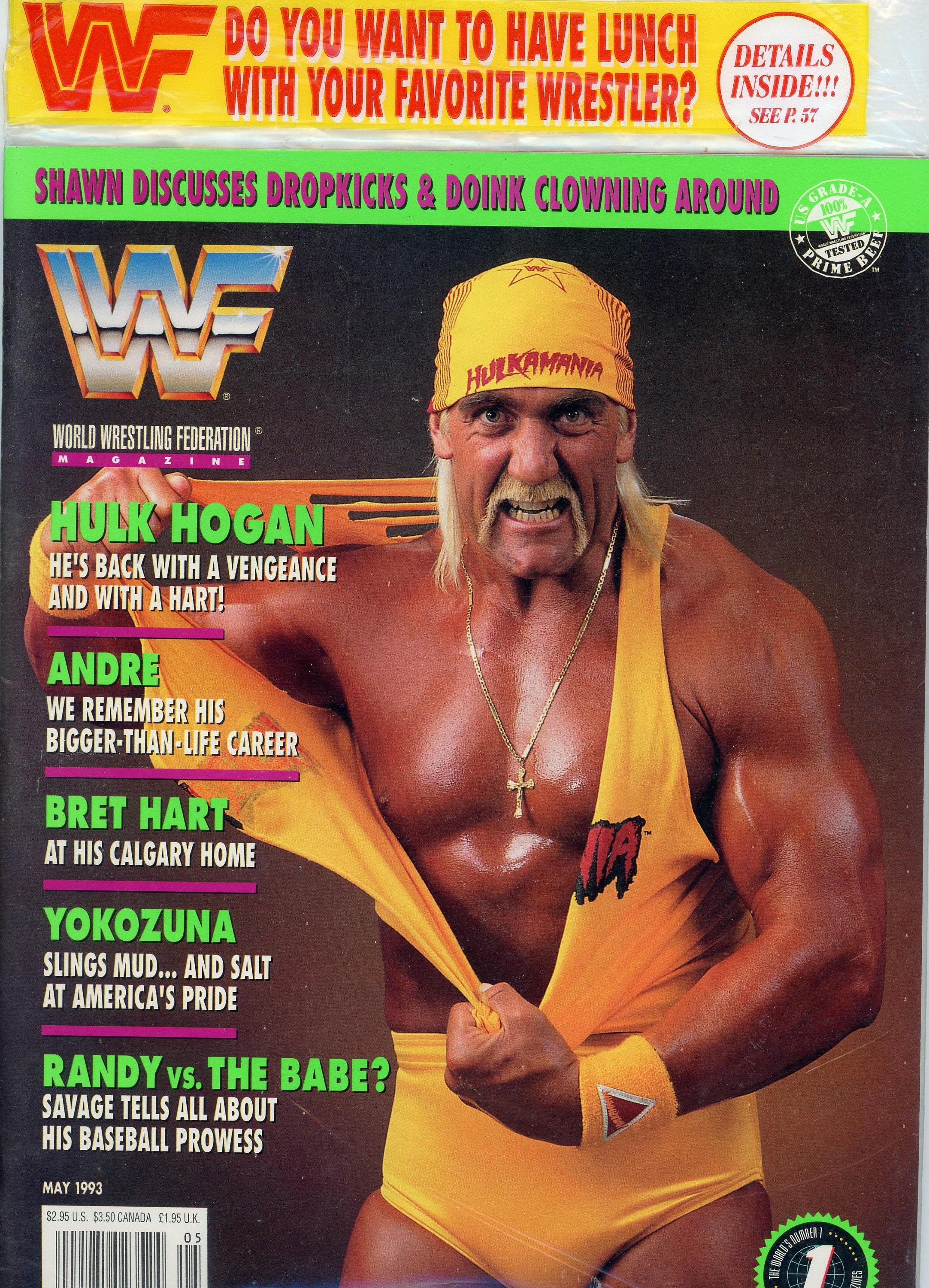 Original WWF WWE Wrestling Magazine may 1993 Sealed Hulk photo