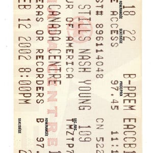 Crosby Stills Nash and Young Konzertkarte Stub Air Canada Center (Toronto, 2002)