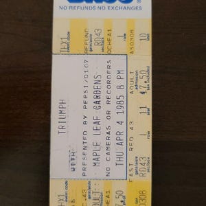 Triumph 1985, Toronto Maple Leaf Gardens Original Konzertkarte Stub