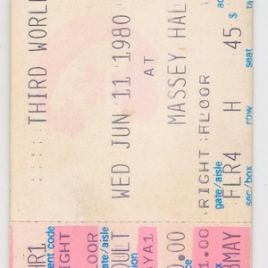 Dritte Welt Vintage Konzertkarte Massey Hall (Toronto, 1980)
