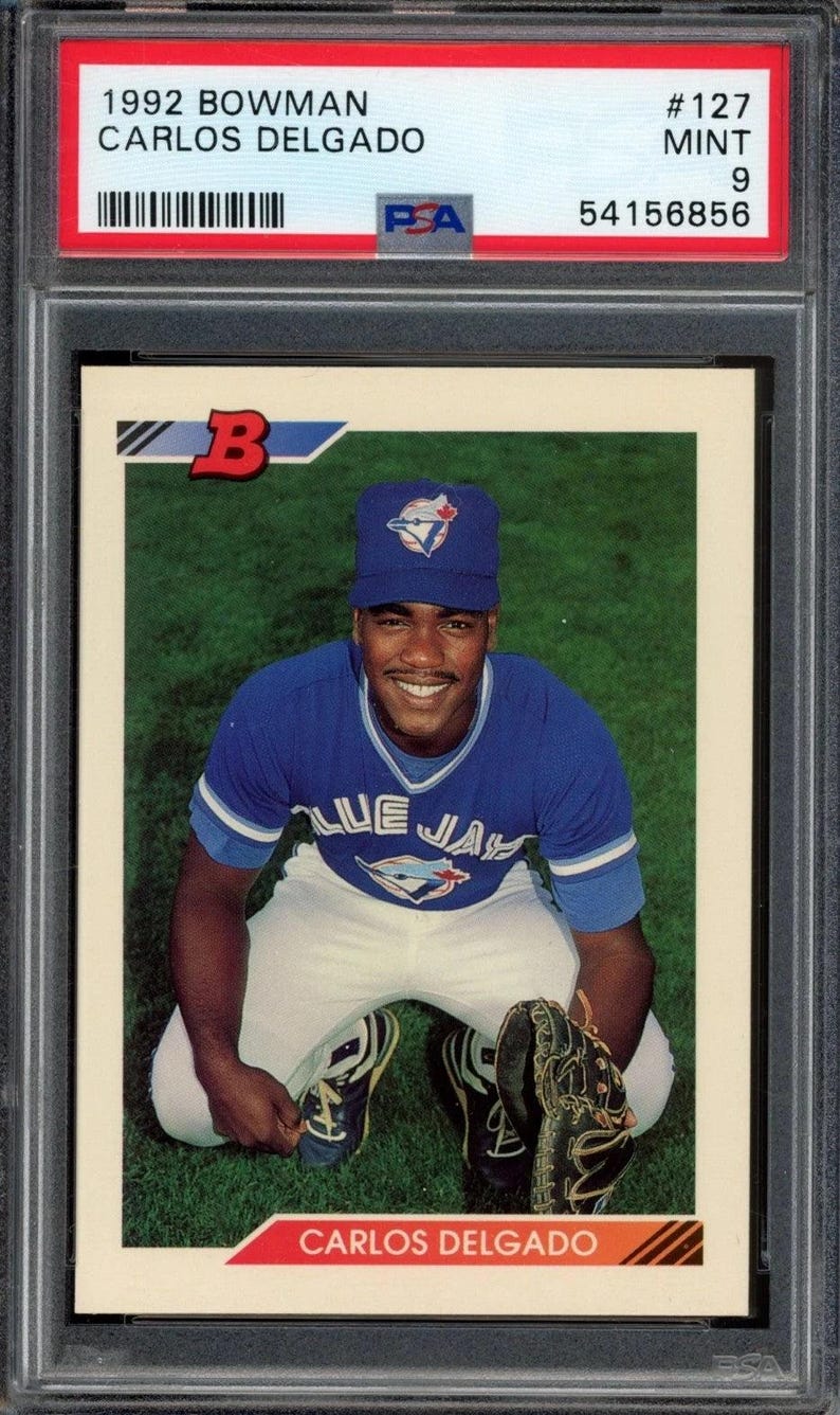 1992 Bowman Carlos Delgado Graded Rookie Karte #127 PSA 9 Bild 1