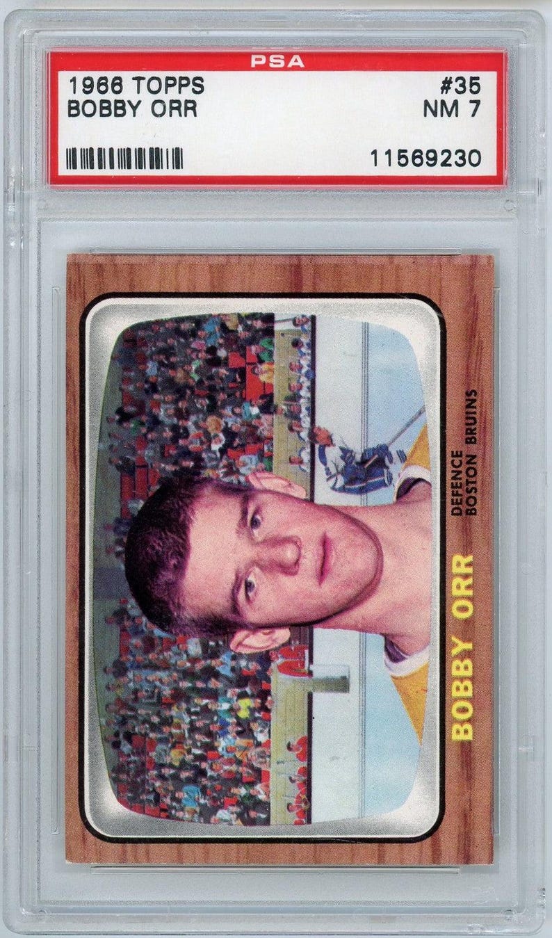 Tarjeta de novato de Bobby Orr de Topps de 1966 n.° 35 PSA 7 imagen 1