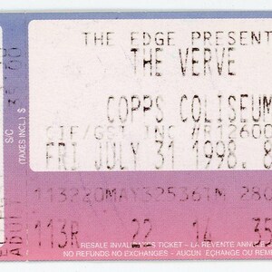 Die Verve Vintage Konzertkarte Stub Copps Coliseum (Hamilton, 1998)