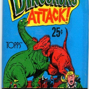 1988 Topps Dinosaurier Attacke! Trading Card Pack (5 Karten, 1 Sticker)