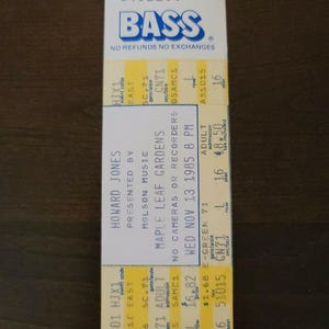 Howard Jones 1985, Toronto Maple Leaf Gardens Original Konzertkarte Stummel