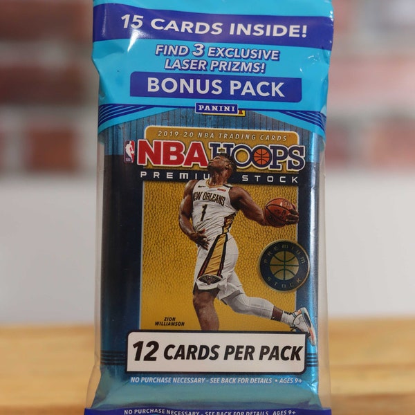 2019/20 Panini Hoops Premium Stock Basketball Card Cello Fat Pack (15 Cards)