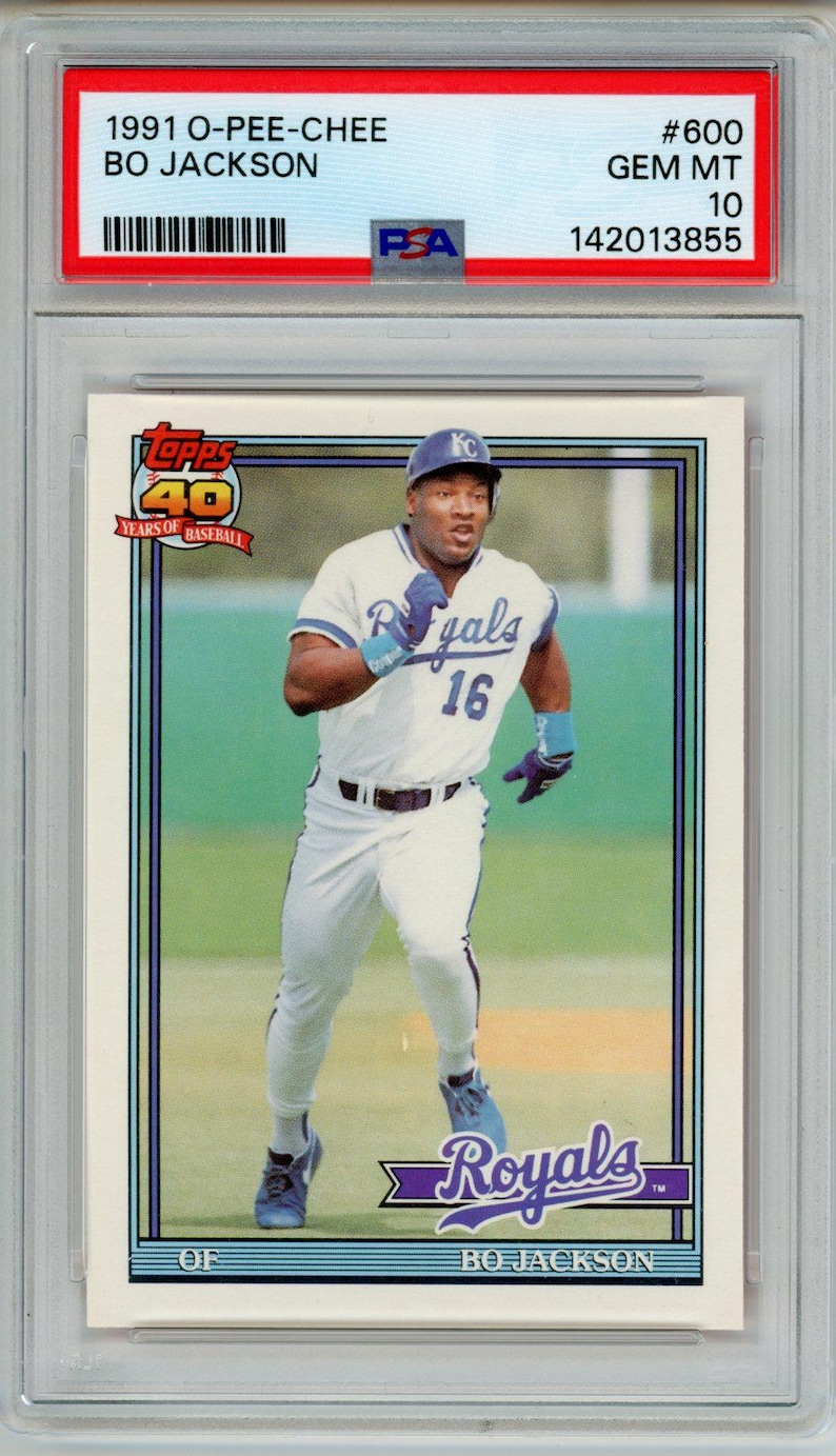 1991 OPC O-Pee-Chee Bo Jackson Graded Baseball Card #600 PSA 10 POP 38 image 1