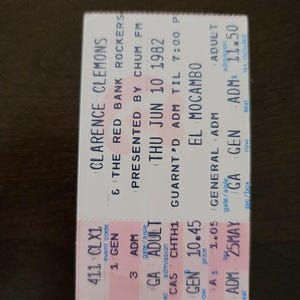 Clarence Clemons 1982, Toronto El Mocambo Original Konzertkarte Stub