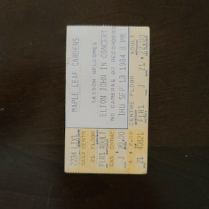 Elton John 1984, Toronto Maple Leaf Gardens Original Konzertkarte Stub