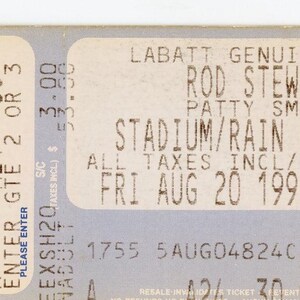 Rod Stuart / Patty Smyth Vintage Konzertkarte Stub Ausstellung Stadion (Toronto, 1993)