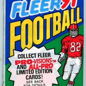Pacote de cera para cartões de futebol americano Fleer NFL 1991 (14 cartões) sem abrir