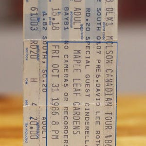 David Lee Roth 1986 Maple Leaf Gardens Toronto Original Vintage Konzertkarte Stub