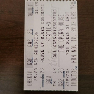 Static-X 2003, Toronto Opera House Original Konzertkarte Stub