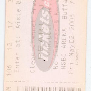 Pearl Jam Vintage Konzertkarte Stub HSCB Arena (Buffalo, 2003)