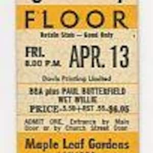 Beck, Bogert & Appice / Paul Butterfield / Wet Willie Entrada de concierto vintage Maple Leaf Gardens (Toronto, 1973)