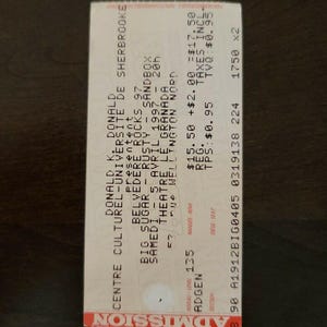Big Sugar 1997, Sherblance Donald K Center Original Vintage Konzertkarte Stub