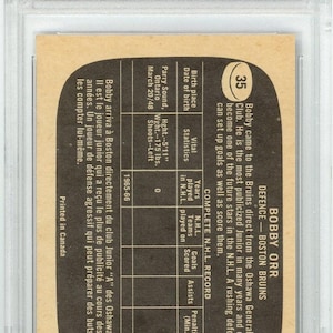 Tarjeta de novato de Bobby Orr de Topps de 1966 n.° 35 PSA 7 imagen 2
