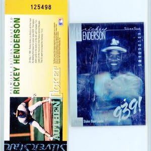1991 Upper Deck Tribute to Rickey Henderson AuthenTicket & Hologram Card Combo