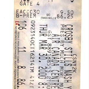 Original Crosby Still Nash Young Vintage Konzertkarte Stub Air Canada Center (Toronto, 2000)
