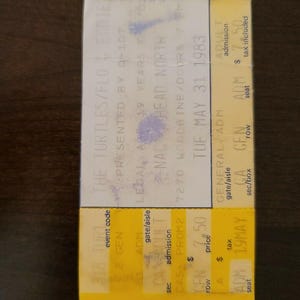 The Turtles 1983, Toronto Nags Head North Original Konzertticket Stub
