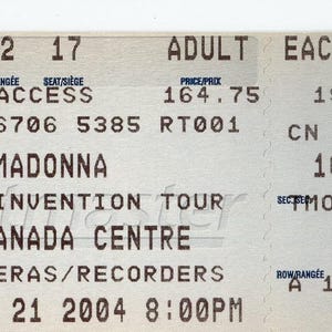 Madonna Vintage Konzertkarte Air Canada Center (Toronto, 2004)