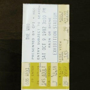 The Who 1982 Ausstellung Stadion Toronto Original Vintage Konzertkarte Stub