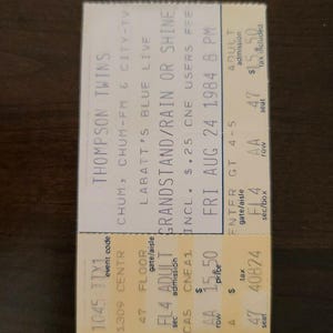 Thompson Twins 1984, Toronto CNE Grandstand Original Konzertkarte Stummel