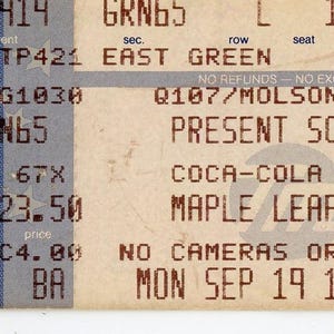 Scorpions Vintage Konzertkarte Stub Maple Leaf Gardens (Toronto, 1988)