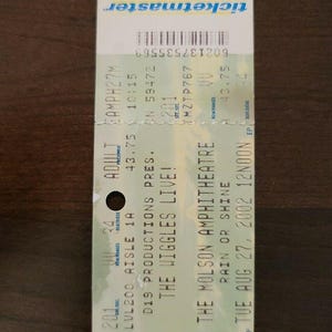 The Wiggles 2002, Toronto Molson Amphitheater Original Konzertkarte Stummel