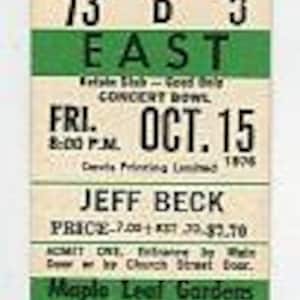 Jeff Beck Vintage Konzertkarte Maple Leaf Gardens (Toronto, 1976)