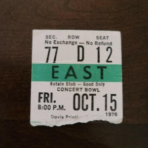 Jeff Beck 1976, Toronto Maple Leaf Gardens Original Konzertkarte Stummel