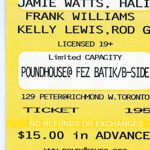 Sunshine Jones/Moonbeam Jones/Corey Black Vintage Konzertkarte Poundhouse (Toronto, 2000)
