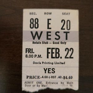 JA 1975, Toronto Maple Leaf Gardens Original Graue Konzertkarte Stub