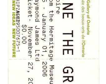 Catherine the Great Exhibit Ticket Stub Art Gallery of Ontario (Toronto, 2005)