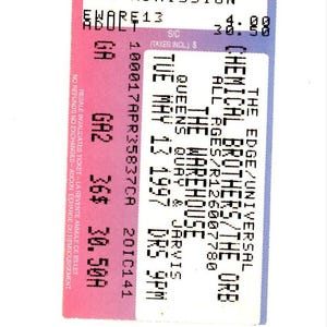 Original Ceramic Brothers/The Orb Vintage Konzert-Karte Lagerhaus, Toronto, 1997