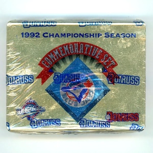 Conjunto comemorativo da temporada do campeonato Leaf Donruss Toronto Blue Jays de 1992 (54 cartas) lacrado