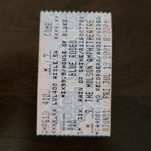 Blue Rodeo 2001 Toronto Molson Amphitheater Original Vintage Konzertkarte Stub