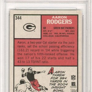 2005 Topps Heritage Aaron Rodgers #344 Graded Rookie Card PSA 10 image 2