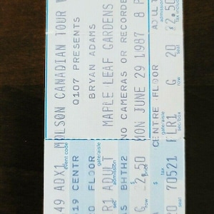 Bryan Adams 1987 Maple Leaf Gardens Toronto Original Vintage Konzertkarte Stummel