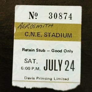AeroSmith 1976 CNE Stadium Toronto Vintage Original Konzertkarte Stub