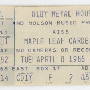 KISS Vintage Konzertkarte Maple Leaf Gardens (Toronto 1986)