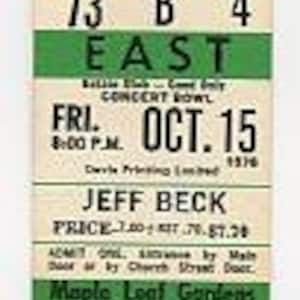 Jeff Beck Vintage Konzertkarte Stub Maple Leaf Gardens (Toronto, 1976)
