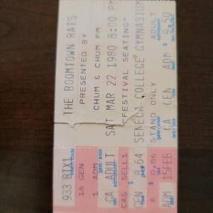 Die Boomtown Rats 1980, Toronto Seneca College Original Konzertkarte Stub