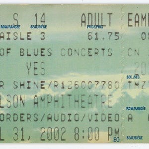 Ja Vintage Konzertkarte Molson Amphitheater (Toronto, 2002)