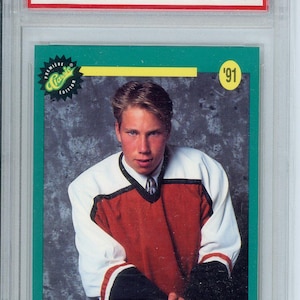 Cartão de novato da edição francesa de Peter Forsberg do Draft de Hóquei Clássico de 1991 PSA 10 POP 1